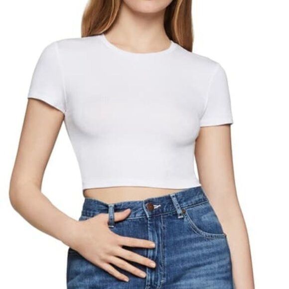 BCBGeneration Tops - BCBGeneration Solid White Crop Top    